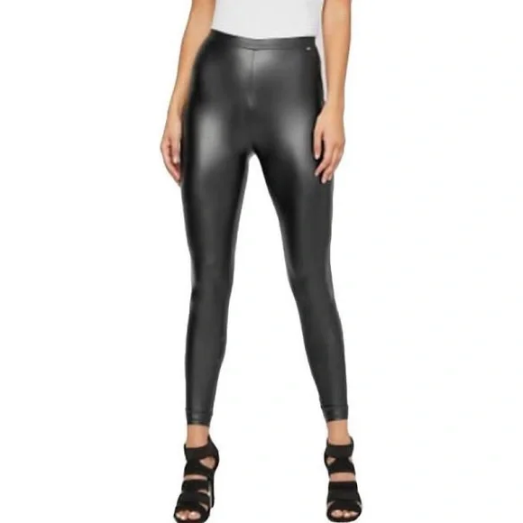 GUESS Mattie PU Faux-Leather Leggings in Jet Black XL - Picture 2 of 10